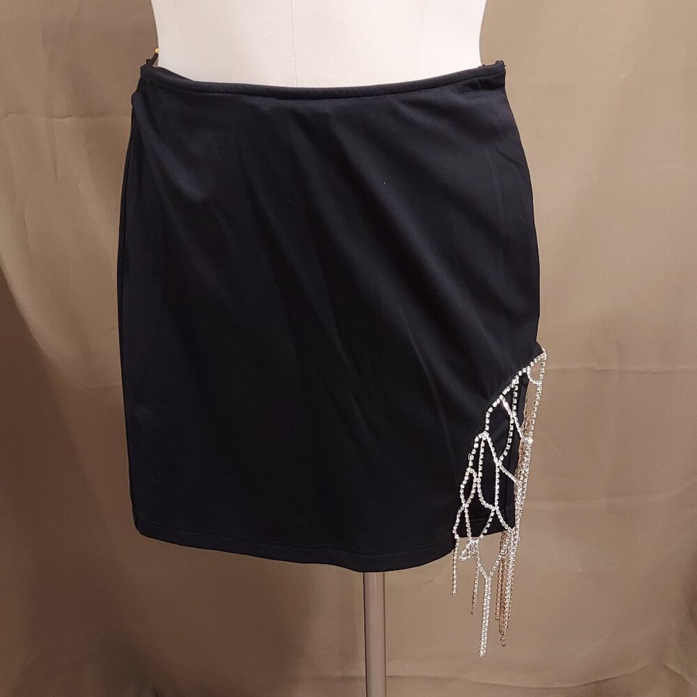 Mad For Love Black Rhinestone Skirt Women's S NWT